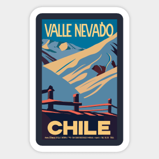 A Vintage Travel Art of Valle Nevado - Chile Sticker